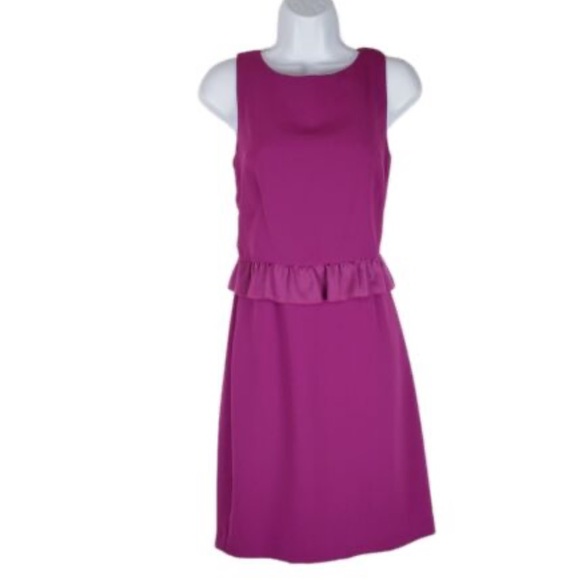 Trina Turk Amethyst Purple Tieges Ruffle Popover Crepe Sheath Day Dress NWT 10 - Picture 5 of 16